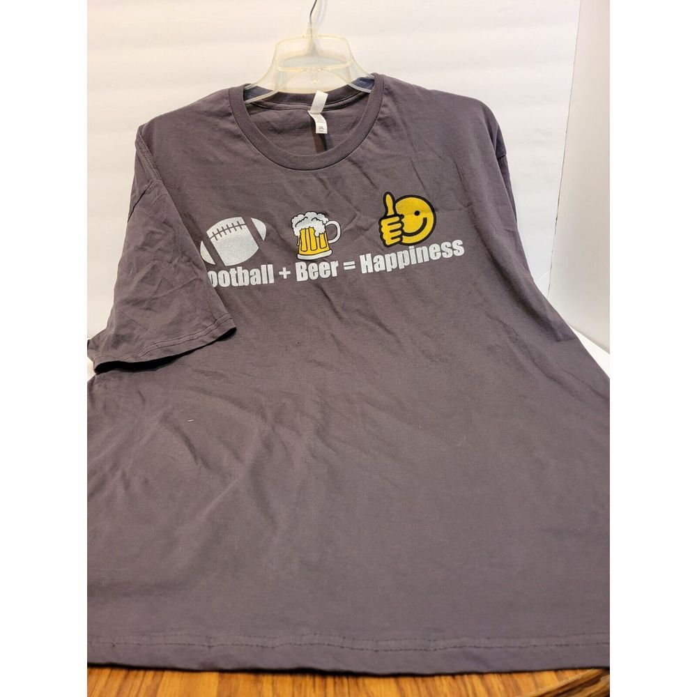 Zuni, gray tshirt 2XL, Football +‎ Beer = Happiness